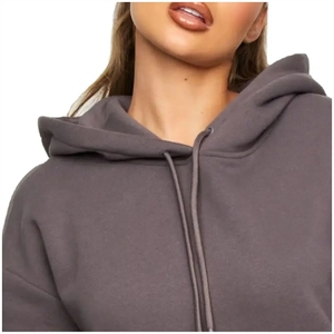 Sudadera con Capucha para Mujer, Hombros Caídos, Mangas Largas, 100% Algodón Felpa, Transpirable, Secado Rápido, Ecológica, Resistente al Viento, con Logotipo Frontal - Product Image 3
