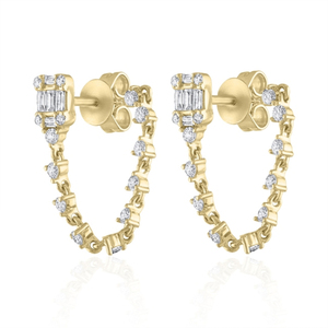 Boucles d'oreilles pendantes en diamant de forme baguette - Product Image 1