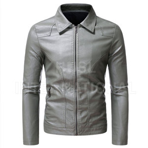 2024 Best Quality <b>Men's</b> Fashion Outerwear <b>Long</b> Faux Leather Skinny Top New Condition <b>Black</b> Motorcycle <b>Jacket</b> - Product Image 1