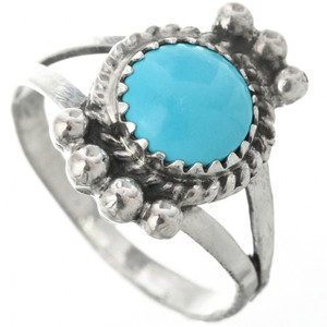 Ladies Kingman <b>Turquoise</b> <b>Ring</b> with Cute Navajo Silver Design Oval Cut Diamond Bezel Setting Drop Inlay 0011 Fine Jewelry - Product Image 3