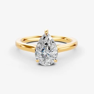 Bague solitaire classique en or massif 14 carats avec diamant de laboratoire taille poire de 0,74 carat, pureté EF-VVS2 – Produit le plus vendu - Product Image 1