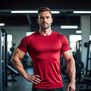 Gym Fitness Wear Athletic Tee Shirt Hommes Haute Qualité Workout Muscle Fit T Shirt Hommes 100% Polyester Short Sleeve TShirt Hommes - Product Image 5