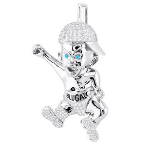 Pendentif personnalisable pour homme en alliage de zinc, strass en cristal certifié IGI VVS, style hip-hop glacé, plaqué or, pour fêtes - Product Image 1