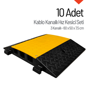 แผ่นลดความเร็ว 10 ช่องพร้อมรางสายเคเบิล 3 ช่อง ขนาด 60 x 50 x 7.5 ซม. สำหรับใช้งานกลางแจ้ง วัสดุฝาครอบทำจาก PVC พลาสติก และเหล็ก - Product Image 6