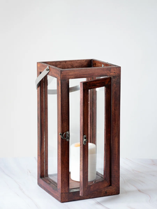 Antique Wooden Lantern <b>Tealight</b> <b>Candle</b> <b>Holder</b> with Custom Logo Solid Wood Christmas Lantern with Hot Selling Metal Handle - Product Image 3