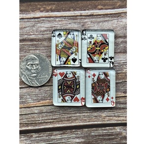 Cuatro Gemas Sueltas de Cabujón con Forma de Doble Carta de Reina para la Creación de Joyas, Artesanía, Diseño Único y Proyectos de Bisutería - Product Image 1