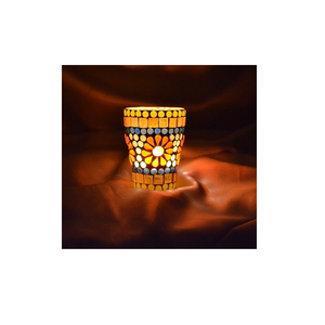 Porte-bougie en forme de cylindre en mosaïque de verre, porte-bougie en T, Design de luxe, bon marché, échantillon votif disponible - Product Image 1