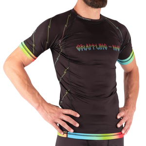 Color personalizado de calidad superior de poliéster MMA Rashguard manga corta Jiu Jitsu Guard para hombres de talla grande camisetas de tela de lona - Product Image 5