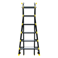 Escalera plegable multiusos de aluminio de 4x7 escalones compatible con Prime EN131 para apartamento, almacén al aire libre y propósito de construcción