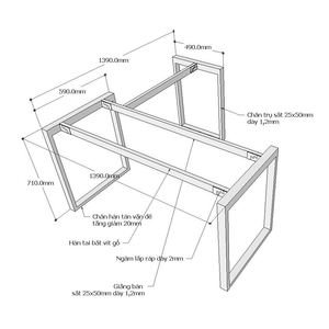Patas de Mesa Metálicas Rectangulares en Forma de L HCRT015 de 140x140cm, Requiere Ensamblaje, Diseño Industrial para Comedor, Cocina, Hospital, Silla - Product Image 2