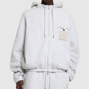 เสื้อฮู้ดผ้าฝ้าย100% มีซิปโอเวอร์ไซส์สำหรับผู้ชายเสื้อสเวตเตอร์ถักผ้าซักกรดออกแบบได้ตามต้องการ2024ที่มีน้ำหนักมาก - Product Image 3