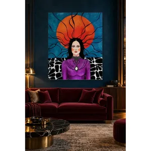 Fida Woman in Purple Dress Before Orange Sun <b>Canvas</b> Print - Product Image 4