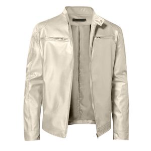 Nouvelle veste de moto en cuir noir pour homme, style audacieux, avec col montant et épaules matelassées, style streetwear - Product Image 2