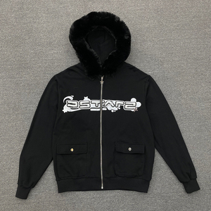 แจ็คเก็ตมีฮู้ดสำหรับทั้งชายและหญิง, 420gsm เฟรนช์เทอร์รี่ผ้าฝ้ายเทียมมีฮู้ดปักลายสำหรับทั้งชายและหญิง - Product Image 3