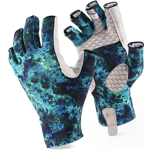 OEM <b>Full</b> Finger Fishing Gloves Anti <b>Slip</b> UV Protection Lightweight Performance Fishing Gloves Half Finger Sublimation Print Mint - Product Image 3