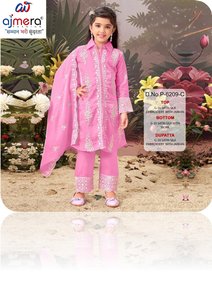 Ensemble Kurta et pantalon en coton brodé floral doux pour filles Ajmera Fashion, manches longues, tenue ethnique traditionnelle modeste pour enfants, en stock - Product Image 4