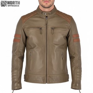 Veste à manches en cuir de vachette brillant avec fermeture à glissière Nouveau design pour hommes garçons avec logo personnalisé et motif - Product Image 1