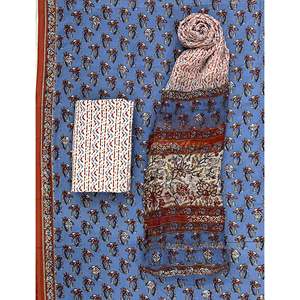 Ensemble Salwar Kameez en coton imprimé au bloc Khadi non cousu avec dupatta en mousseline – Vêtements ethniques indiens modernes pour les fêtes – Nouvelle collection - Product Image 1