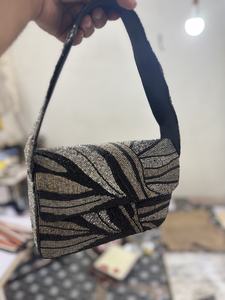 Bolsos de hombro de algodón de estilo bohemio para mujer india, bolsos de mano con cuentas hechos a mano con cremallera para compras nocturnas, bolsos de mensajero de estilo bohemio - Product Image 5