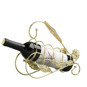 Nouveau modèle arrivée de haute qualité en métal plaqué or fait Unique fantaisie concepteur porte-bouteille de vin support décoratif avec base noire - Product Image 2