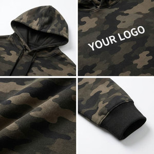 Sweat-shirt à capuche camouflage pour homme, coupe classique, en molleton français, logo imprimé sur le devant, style décontracté d'automne - Product Image 6