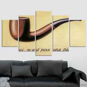 Impresión en lienzo de Magritte 'Ceci nest pas une pipe' con filosofía surrealista, JUEGO DE 5 LIEÑOSSOS IMPRESIONES VARIADAS - Product Image 1