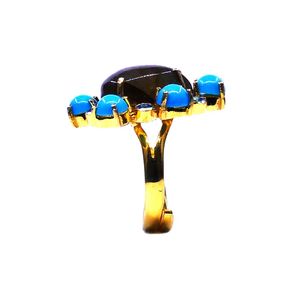 925 Sterling Silver Classic Style Ring Gold Plated with Kyanite Turquoise Labradorite <b>Stones</b> - Product Image 3