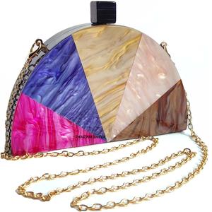 Bolso de Mano Tipo Clutch de Resina en Forma de D, Colorido, Hecho a Mano con Incrustaciones, para Fiestas, Bodas y Ocasiones Especiales - Product Image 1