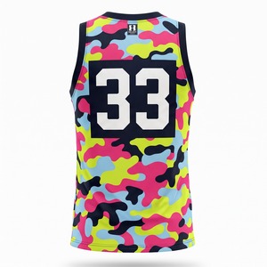 Maillot de basket-ball personnalisé sublimé, streetwear coloré camouflage, OEM en gros - Product Image 2