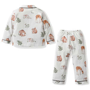 Custom Cute Soft Cotton Boys <b>Pyjama</b> Long Sleeves Cartoon Pattern Kids Sleepwear Suit 2 Piece Clothes Set for Children for Autumn - Product Image 2