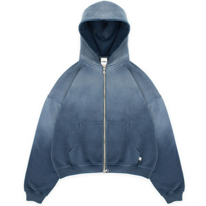 Diseño único 500GSM Oversized Sun Fade Cotton Blended Hoodies 100% Cotton Street Wear Double Ended Zip Sun Faded Hoodies - Product Image 3