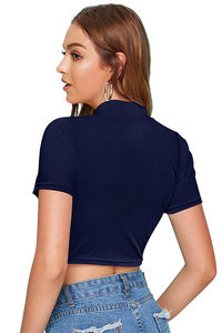 Tops de punto de moda india exclusiva para mujer, Tops cortos formales cómodos de uso regular con apliques de Indian Boutique - Product Image 2