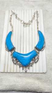 Collar de piedras preciosas turquesas grandes de alta calidad, joyería bohemia de plata esterlina para mujer, estilo clásico para compromiso - Product Image 2