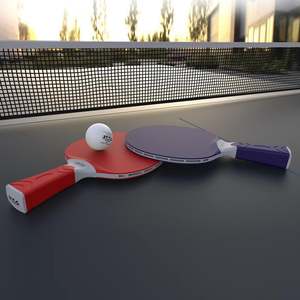 Ensemble de raquettes de tennis de table St Iconic avec 3 balles, design en plastique rouge et bleu, poignée confortable, réglage à 9 angles pour l'entraînement familial - Product Image 2