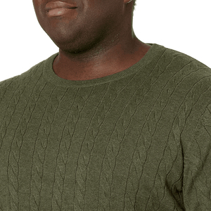 Plus Size Men's Crew Neck <b>Cable</b> Knit Pullover Sweater Heavyweight Solid Color Long <b>Sleeve</b> Casual New Arrival Autumn Wear Sweater - Product Image 6