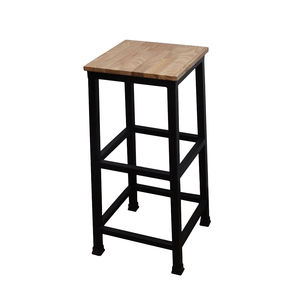 Taburete de Bar Individual de Estilo Industrial SFBR006, Estructura de Hierro Simple y Madera sin Respaldo - Product Image 1
