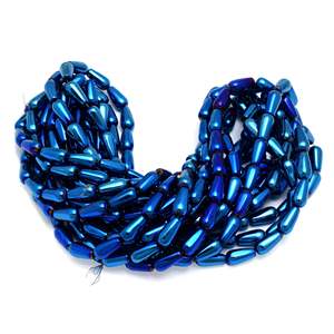 Perles d'hématite naturelles Chakralume en forme de goutte, bleu métallisé, pour la fabrication de bijoux, vente en gros du Rajasthan - Product Image 3