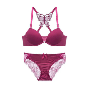 Sexy Women Padded Full Cup Lace Lingerie <b>Set</b> Wholesale Floral <b>Embroidery</b> Bra Panty <b>Set</b> Plus Size Underwire Removable Cups - Product Image 6