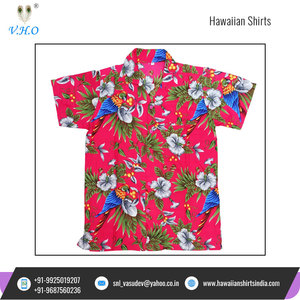 Chemises hawaïennes à manches courtes pour hommes, nouveau Design, personnalisé, imprimé cerise et perroquet, en coton imprimé par Sublimation, à vendre - Product Image 4