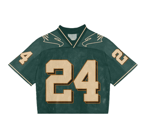 Fábrica personalizada hombre recortada de gran tamaño Vintage Streetwear deportes Retro americano Boxy malla camiseta fútbol Jersey para hombres - Product Image 4