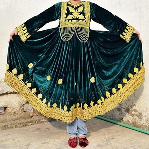 Recién llegado, vestidos tradicionales Kuchi afganos para mujer, tela de red de lino de seda de alta calidad, último diseño, MOQ bajo, indio pakistaní - Product Image 3