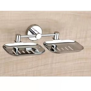 Jabonera doble de acero inoxidable con acabado cromado y dispensador para soporte de jabón de baño accesorios montados en la pared - Product Image 2
