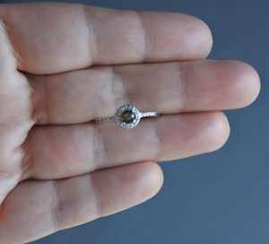 Anillo solitario de Plata de Ley 925 hecho a mano, moldavita cruda Natural, cristal del desierto libio, piedra preciosa de Jade blanco, regalo para ella - Product Image 4