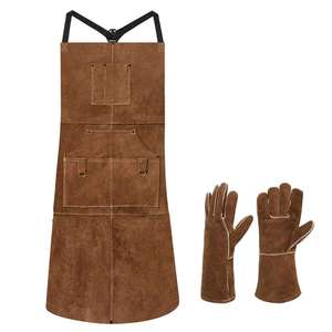 Unisex Heavy-Duty Cow Split Leather Welding Gloves & <b>Aprons</b> <b>Men</b> & Women's Safety Clothing <b>for</b> Industrial Construction & <b>BBQ</b> - Product Image 2