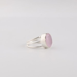 Bague en argent sterling 925 avec chalcédoine rose taille ovale, certifiée IGI, spirale faite à la main, pierre précieuse de 1,40 carat, cadeau pour femme - Product Image 2