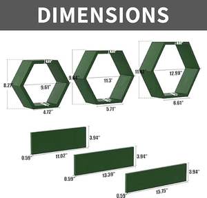 Estante colgante de pared de forma hexagonal de madera Estante de pared para sala de estar Dormitorio y decoración de oficina-Verde - Product Image 6