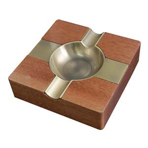 ที่เขี่ยบุหรี่และที่ใส่ซิการ์ทองเหลืองพร้อมโลหะไม้สลักด้วยเงินขัดเงาสำหรับใช้ในสำนักงานและบ้าน - Product Image 1