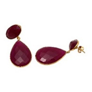 Boucles d'oreilles en argent Sterling 925 avec pierres précieuses de rubis teintées, ovales et en forme de poire, nouvel arrivage - Product Image 1
