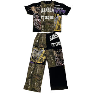 Ensemble deux pièces streetwear patchwork personnalisé (t-shirt et pantalon) - Product Image 3