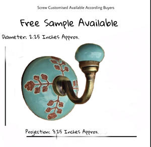 ตะขอแขวนเสื้อโค้ทเซรามิกเคลือบกระเบื้องทองเหลืองโบราณพร้อมที่แขวนพวงกุญแจราวติดผนังเซรามิกโบราณ - Product Image 3